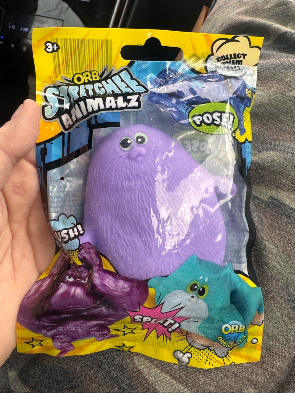Orb Curiosities Stretchee Animalz Purple Cat Squishy Toy